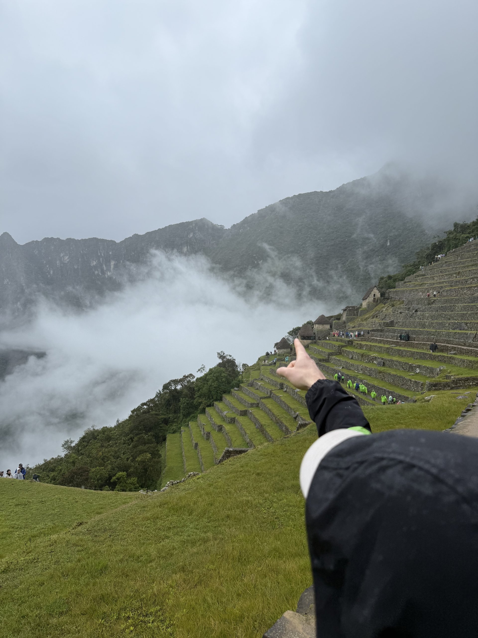 Phebe pointing to where we were hiking the day before